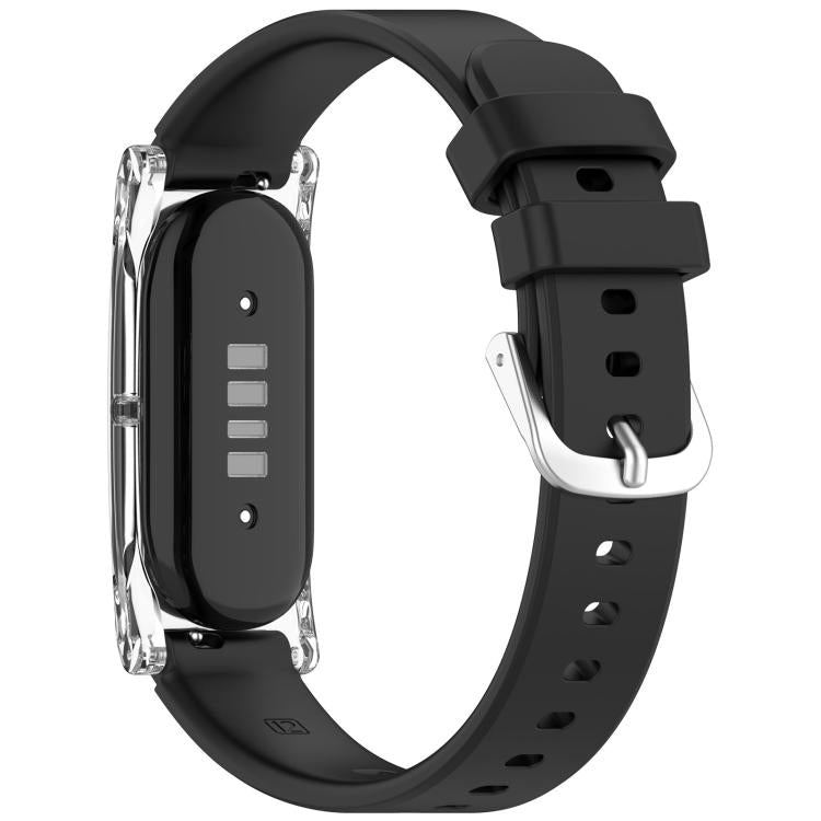 Spring Bar Style Clear Watch Case and Solid Color Silicone Watch Band, For Google Fitbit Air