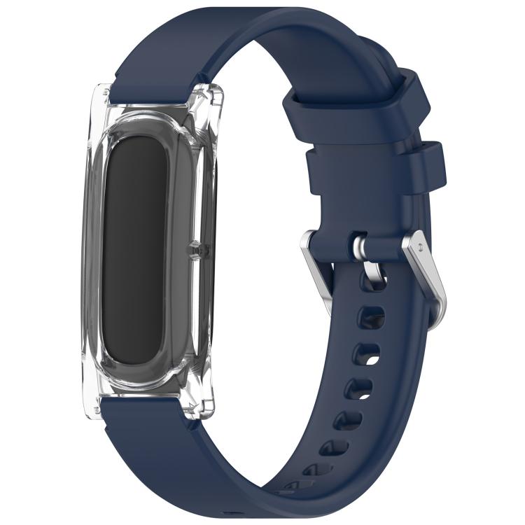 Spring Bar Style Clear Watch Case and Solid Color Silicone Watch Band, For Google Fitbit Air