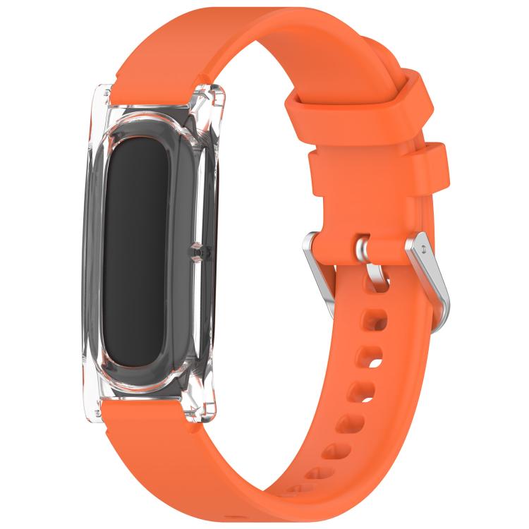 Spring Bar Style Clear Watch Case and Solid Color Silicone Watch Band, For Google Fitbit Air