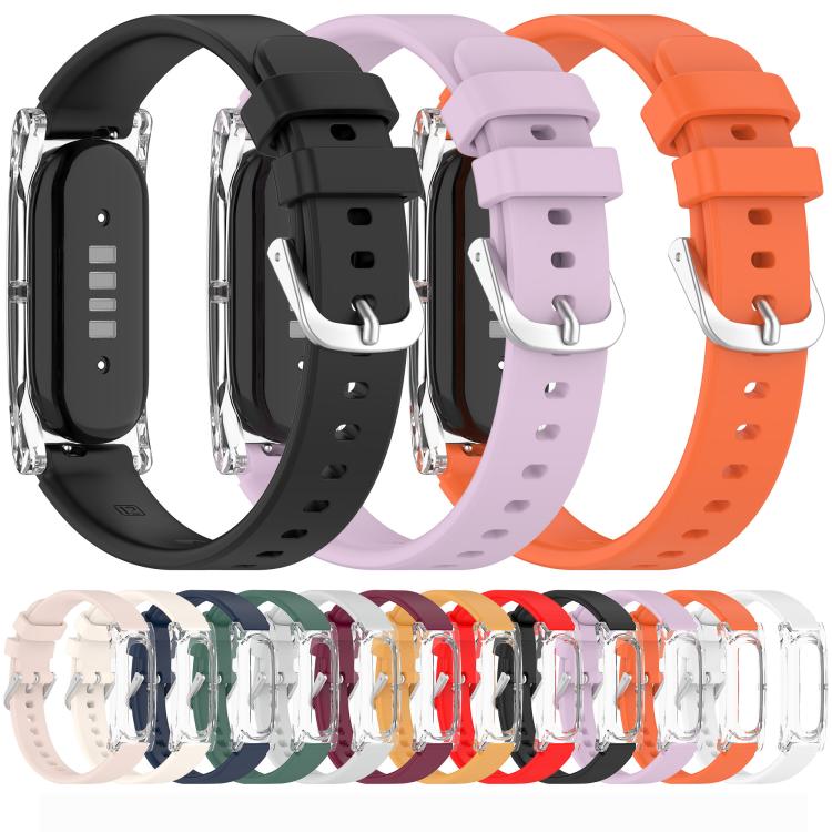 Spring Bar Style Clear Watch Case and Solid Color Silicone Watch Band, For Google Fitbit Air
