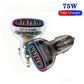 Pair of multi-port car chargers: transparent white and transparent black with LED ports