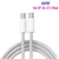 Braided Type-C to Type-C charging cable with two USB-C plugs, white connectors