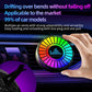 Car air vent RGB aroma diffuser light with multicolor LED ring and hand placement.
