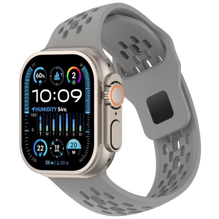 Angled Design Mesh Holes Reverse Buckle Silicone Watch Band, For Apple Watch 46mm / 49mm / 45mm / 44mm, For Apple Watch 42mm / 41mm / 40mm / 38mm