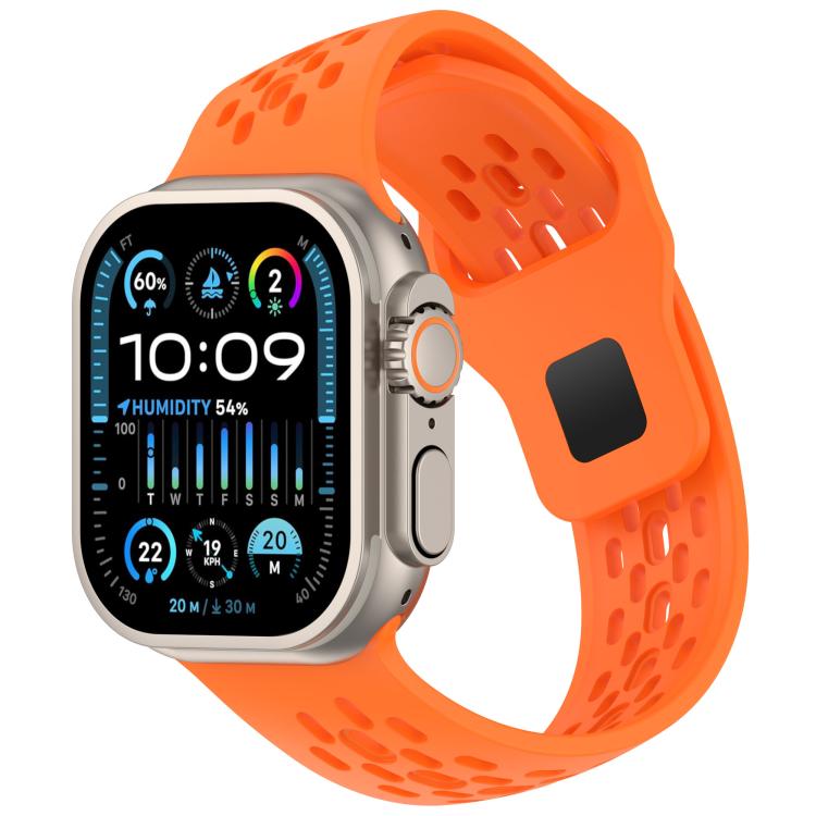 Angled Design Mesh Holes Reverse Buckle Silicone Watch Band, For Apple Watch 46mm / 49mm / 45mm / 44mm, For Apple Watch 42mm / 41mm / 40mm / 38mm