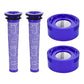 Set of two blue purple pleated post filters and two matching circular HEPA filters