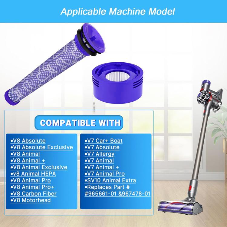 Purple vacuum filters with pleated mesh cylinder and circular HEPA-style filter
