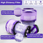 Purple vacuum HEPA filter canister with pleated media and washable pre-filter mesh