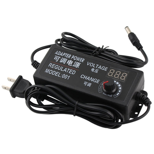 Adjustable AC to DC power adapter with digital voltage display and control dial