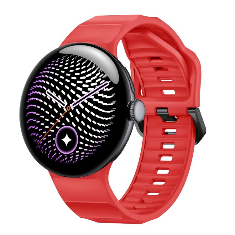 Wave Texture Solid Color Silicone Watch Band, For Google Pixel Watch 5 / 4 / 3 45mm