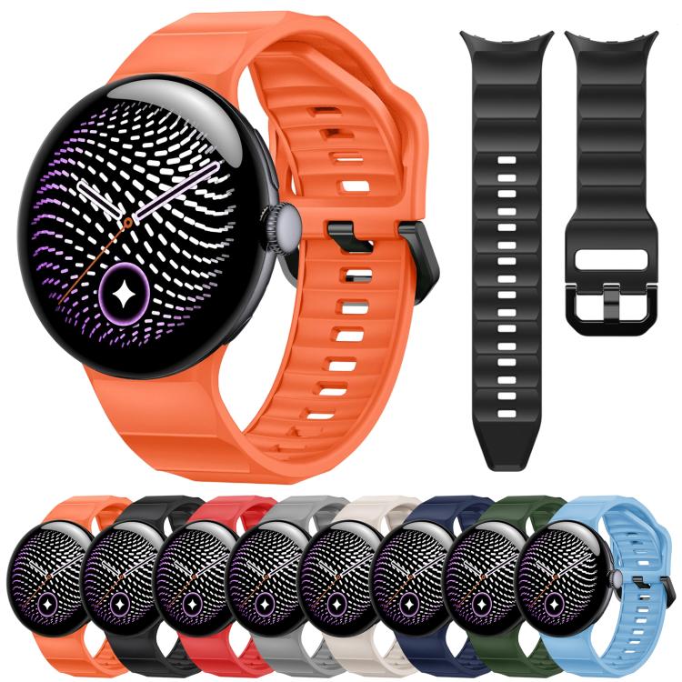 Wave Texture Solid Color Silicone Watch Band, For Google Pixel Watch 5 / 4 / 3 45mm