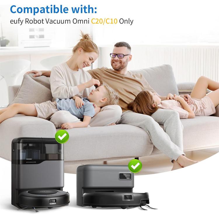 Robot vacuum dust bag accessory for Omni C20/C10, shown with vacuum units