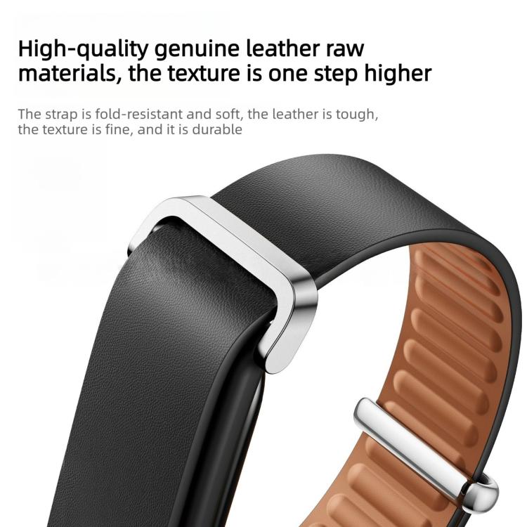 Smooth Buckle Closure Loop Genuine Leather Watch Band, For Google Fitbit Air