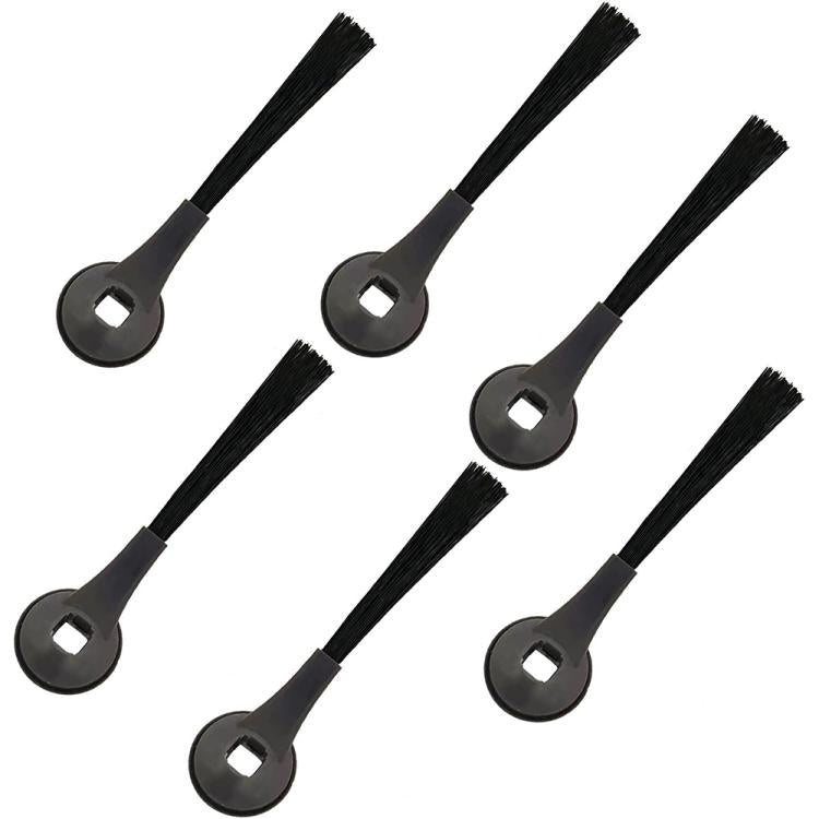 Side brush set, six black plastic bristle brushes with circular connector heads