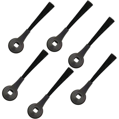 Side brush set, six black plastic bristle brushes with circular connector heads