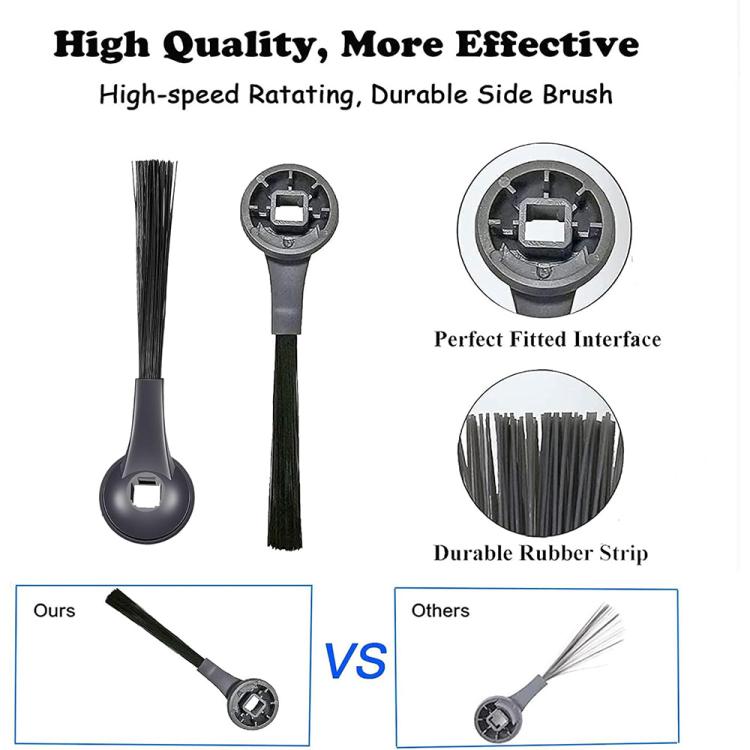Side brush with black bristles and snap-fit rubber strip connector