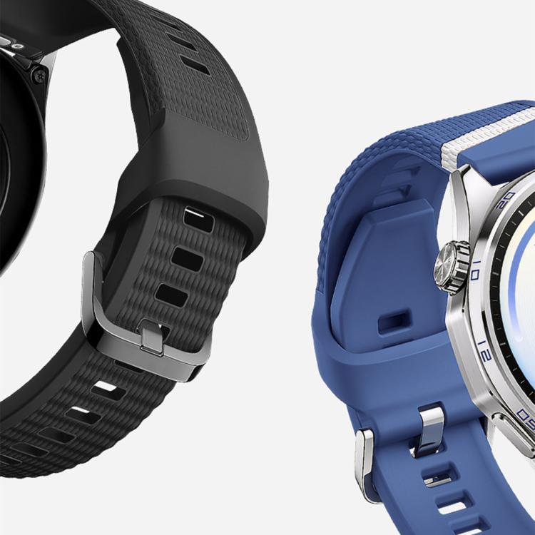 Press Button Diagonal Stripe Woven Texture Two Color Silicone Watch Band, 22mm