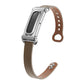 Metal Case Integrated Double Studs Genuine Leather Watch Band, For Google Fitbit Air