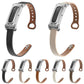 Metal Case Integrated Double Studs Genuine Leather Watch Band, For Google Fitbit Air