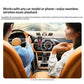 In-car Bluetooth audio receiver adapter mounted inside vehicle, black with blue button