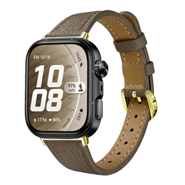 Slim Lychee-Textured Genuine Leather Watch Band, For Huawei Watch Fit 5 Pro / Fit 5 / Fit 4