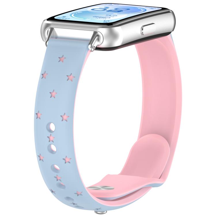 Laser Engraved Star Two Tone Reverse Buckle Silicone Watch Band, For Huawei Band 11 / Band 11 Pro