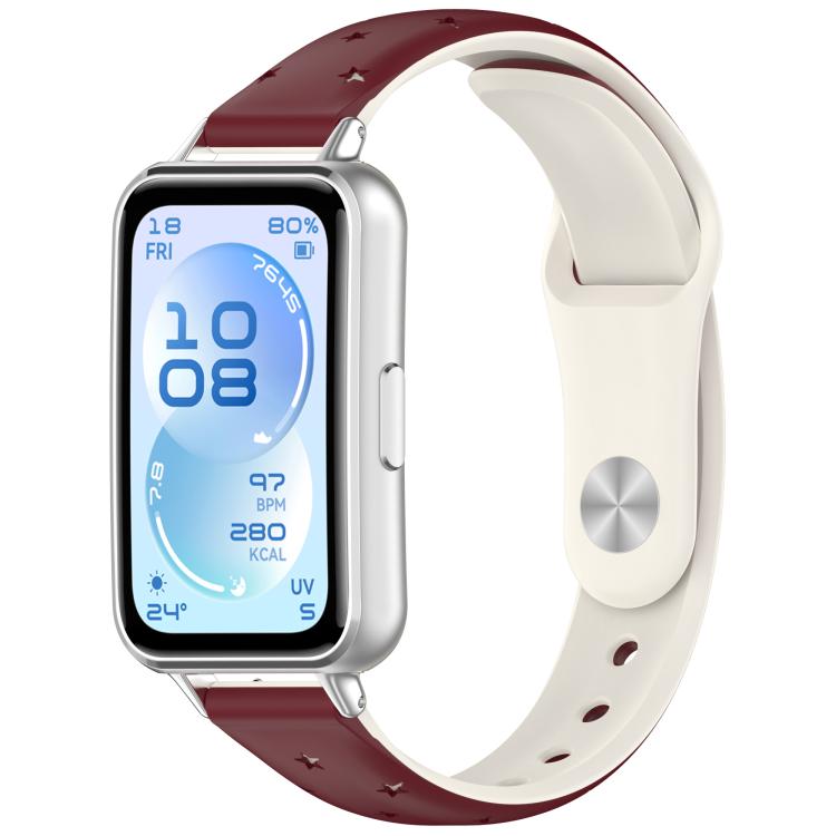 Laser Engraved Star Two Tone Reverse Buckle Silicone Watch Band, For Huawei Band 11 / Band 11 Pro
