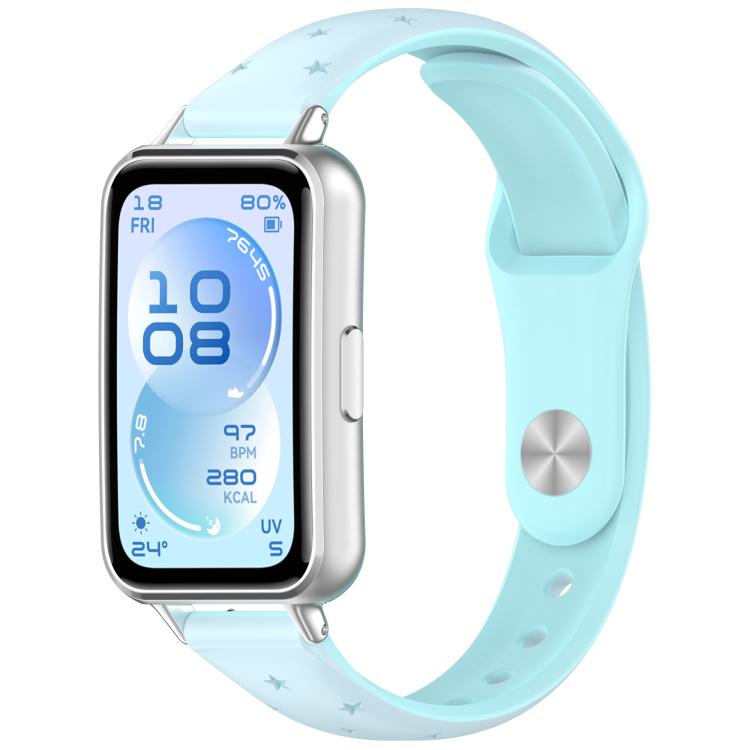 Laser Engraved Star Two Tone Reverse Buckle Silicone Watch Band, For Huawei Band 11 / Band 11 Pro