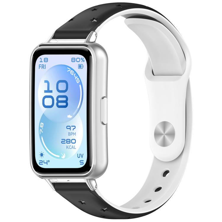 Laser Engraved Star Two Tone Reverse Buckle Silicone Watch Band, For Huawei Band 11 / Band 11 Pro
