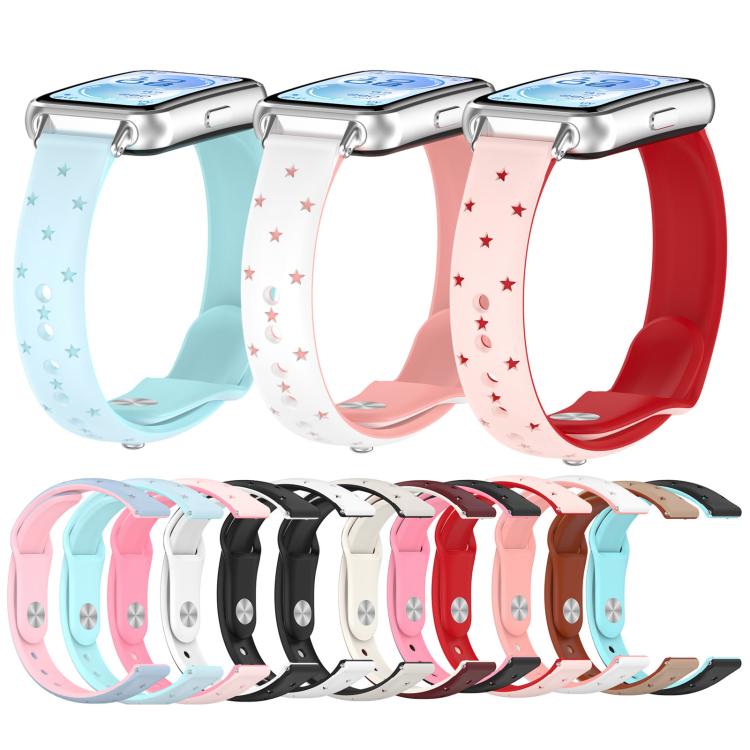 Laser Engraved Star Two Tone Reverse Buckle Silicone Watch Band, For Huawei Band 11 / Band 11 Pro