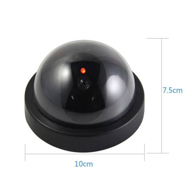 Black dome security camera with red LED indicator, front view