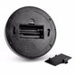 Black dome security camera base with open battery/insides panel