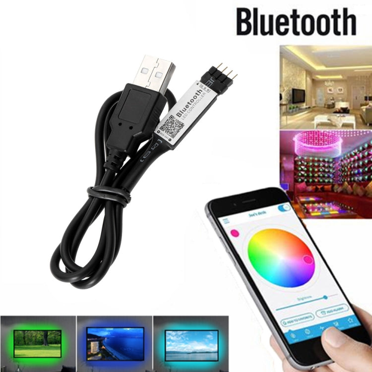 Bluetooth RGB LED controller cable with USB plug and inline module label