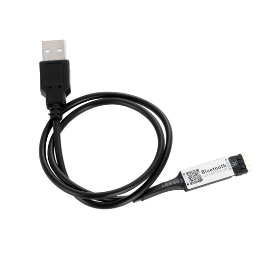 USB Bluetooth RGB LED strip controller with black cable and connector, compact device