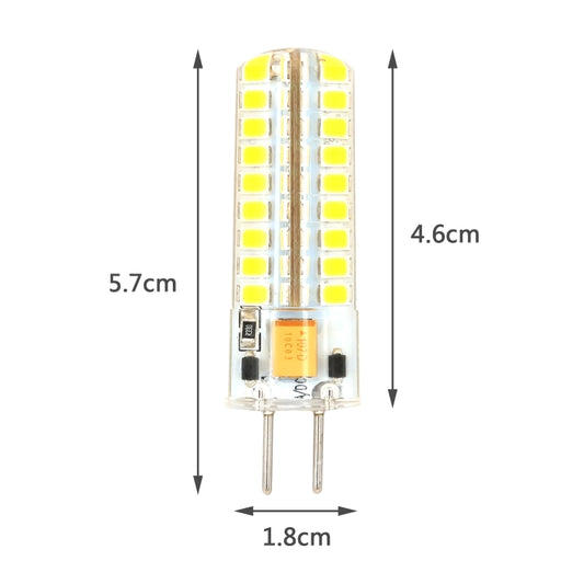 GY6.35 LED corn bulb dimensions: 5.7cm tall, 4.6cm wide; 2-pin base