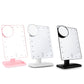 LED touch desktop mirrors in pink, white, and black colors with round sensor lights