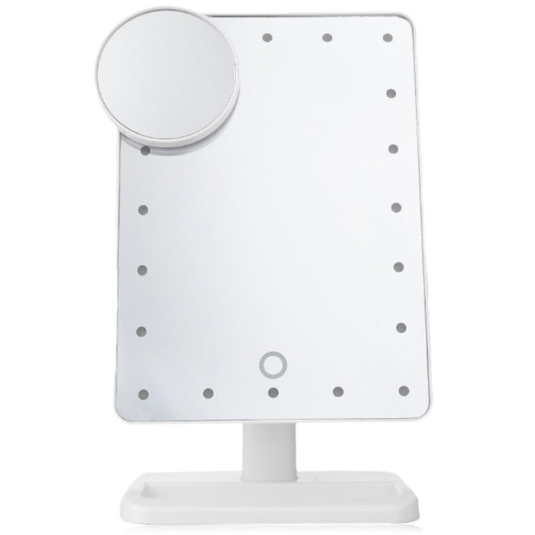 White LED touch makeup mirror with round light sensor and flat base
