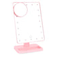 Pink LED touch desktop mirror with round sensor and square light panel stand