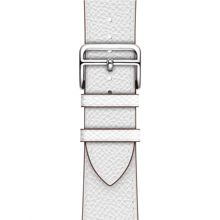 Leather cross band watch strap for Apple Watch 42mm, white close-up buckle and holes