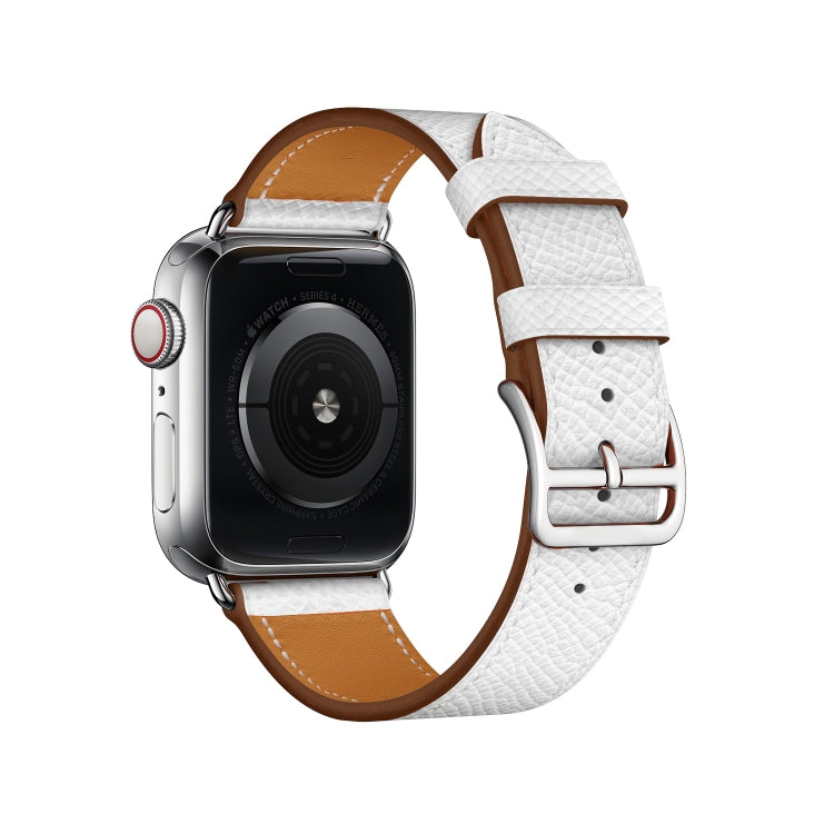 Leather cross band watch strap for Apple Watch 42mm, white with brown topstitch
