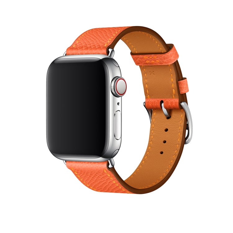 Leather cross band watch strap for Apple Watch 42mm, orange with tan underside