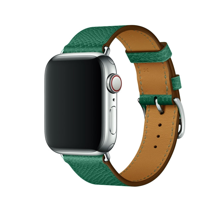 Leather cross band watch strap for Apple Watch 42mm, green with tan underside