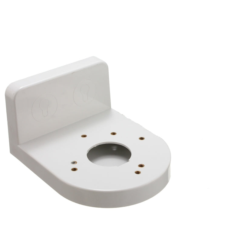 White plastic L-type right angle wall mount bracket with central camera mount opening