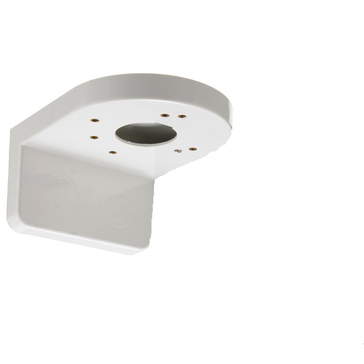 White plastic right angle wall mount bracket with mounting screw holes