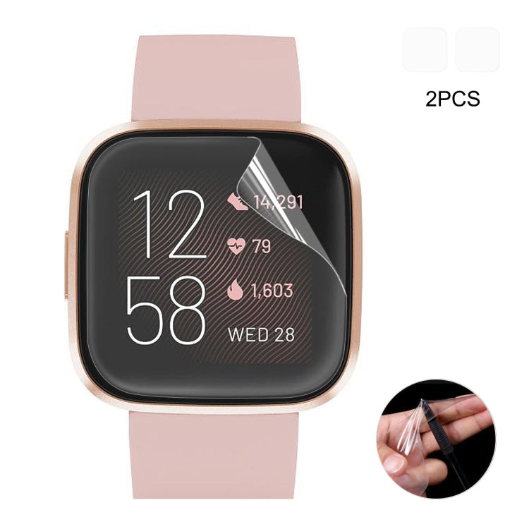 Full coverage TPU screen protector film for Fitbit Versa 2 with install tool, 2-pack