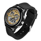 SANDA 793 tide watch with black silicone strap, round case, and gold-accented dial