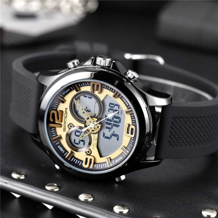 SANDA 793 tide watch with black strap and blue/gray globe-style dial details