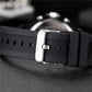 SANDA 793 tide watch with black perforated silicone strap and silver buckle