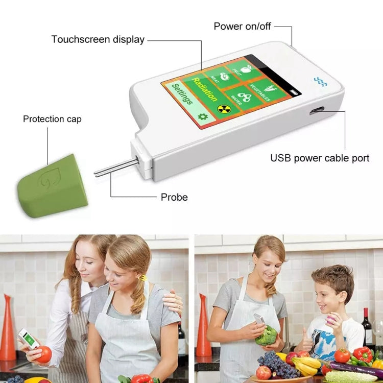Nitrate residue detector device with touchscreen, probe, protection cap, and USB port