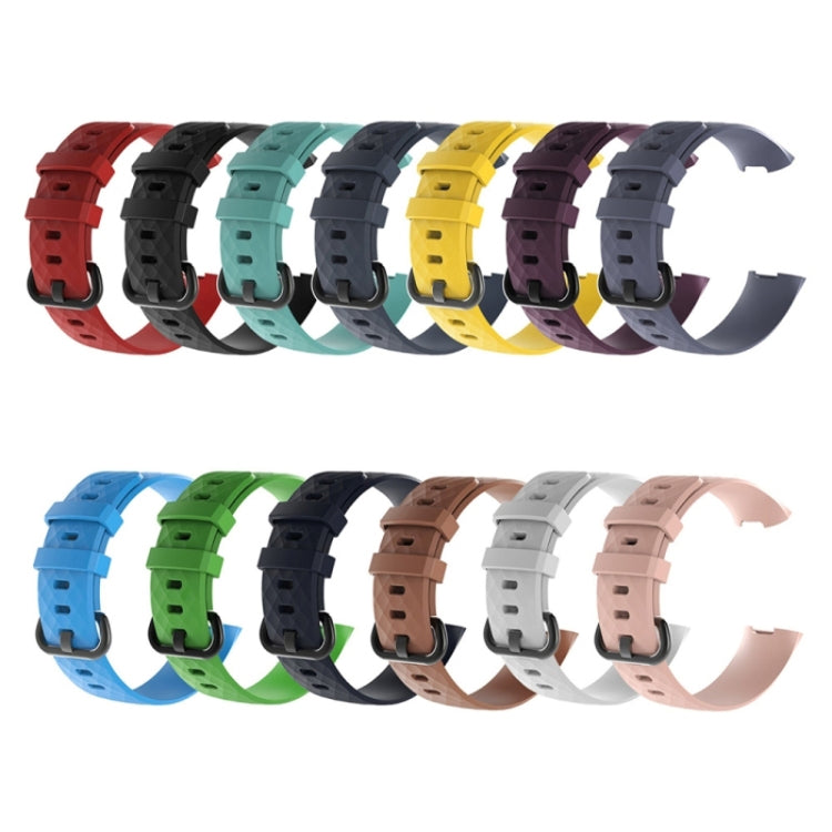 Multi-color set of diamond-pattern silicone wrist straps with buckles for Fitbit Charge 3
